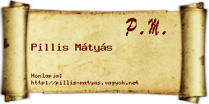 Pillis Mátyás névjegykártya